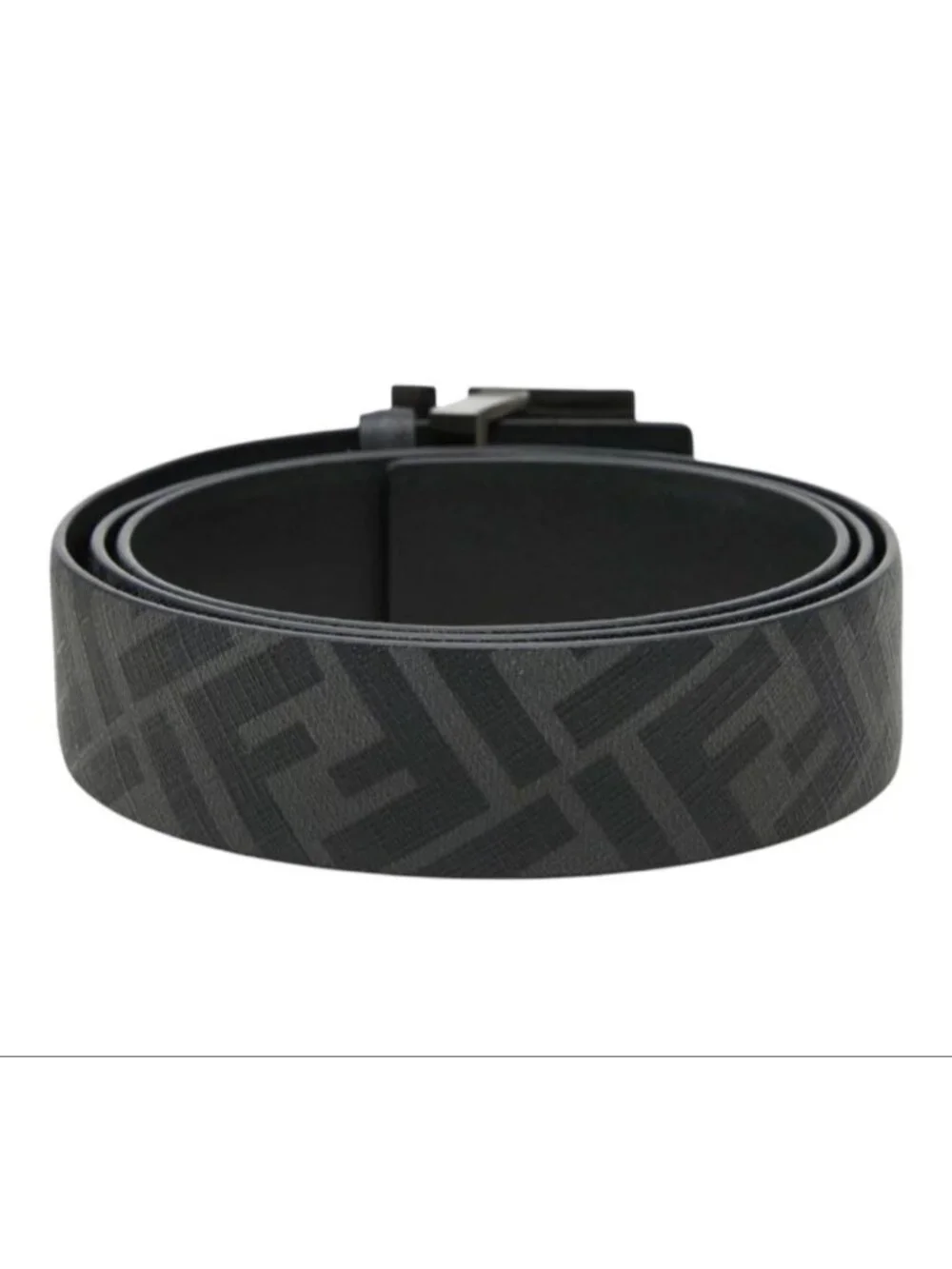 Fendi Zucca FF Logo Square Buckle Reversible Belt